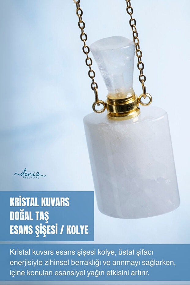 Certified Crystal Quartz Natural Stone Essential Oil Bottle / Pendant