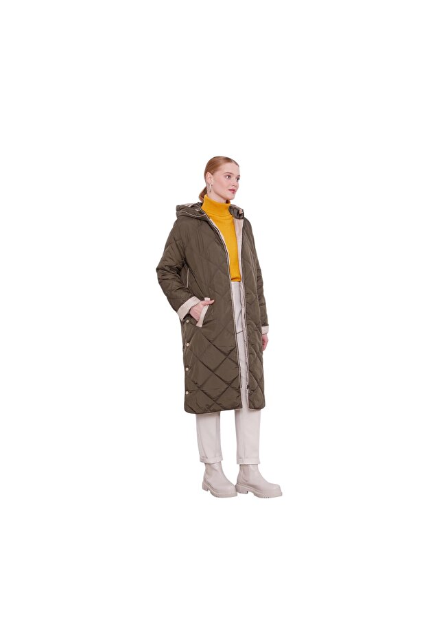 Kadın Kapitone Kapüşonlu Mont - 1