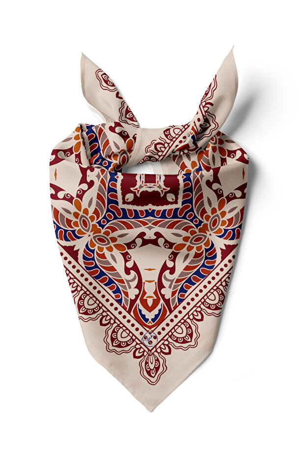 منديل/وشاح بنمط البوصلة مقاس 55×55 سم