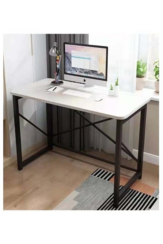 مكتب كمبيوتر بتصميم بسيط وطاولة كمبيوتر متعددة الأغراض ومكتب دراسة مريح 120 × 60 × 73 سم - 1