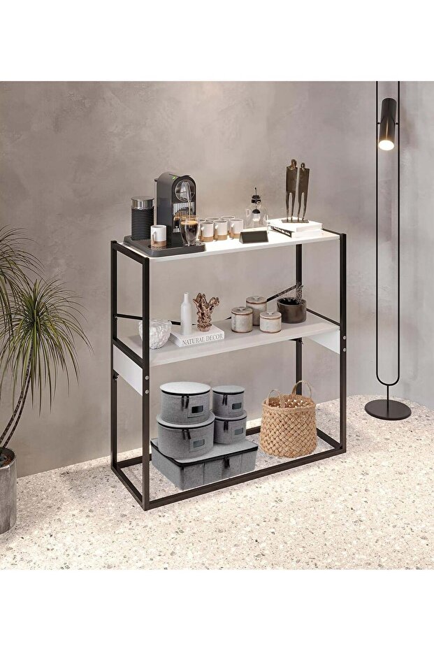 Coffee Corner Table, Entryway Console Table, To Arrange And Organize Your Needs - White / Black - 1