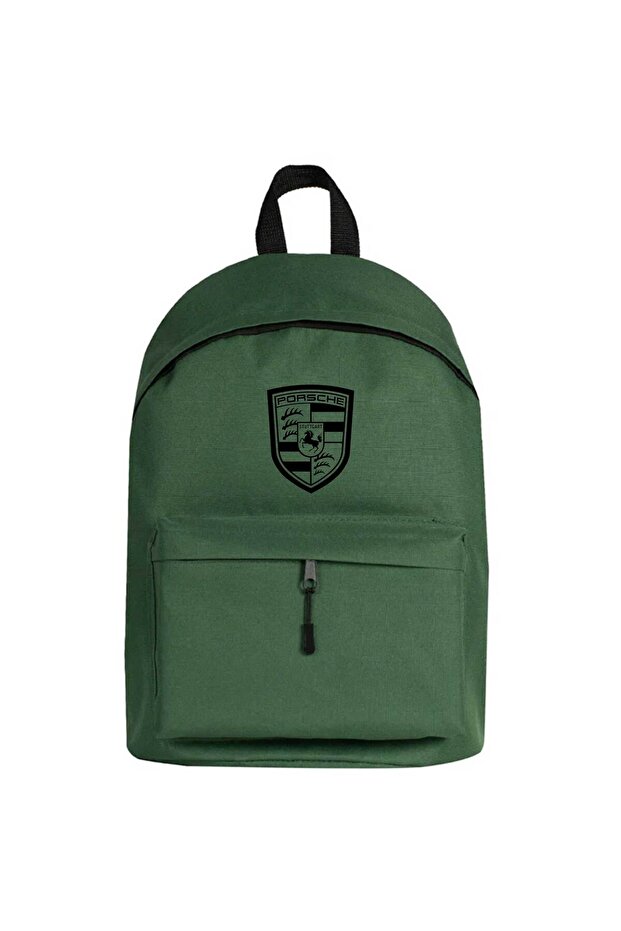 Porshe Logo Black Backpack Green Color