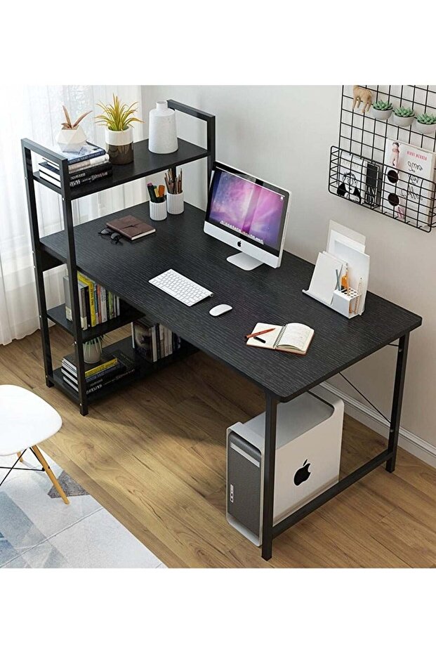 Computer Desk with Storage Shelves Study Writing Table for Home Office, Modern Simple Style - 1