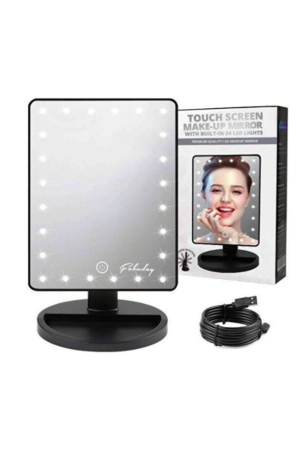 مرآة مكياج فابوداي USB LED سوداء
