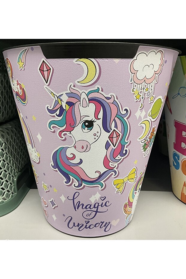 Q-Bin Lila Magic Of Unicorn Temalı 10 Lt Çocuk Odası Çöp Kutusu Kovası Sepeti - 1