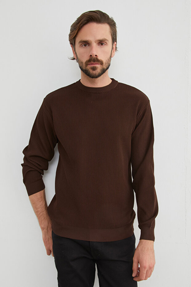 Basic Bisiklet Yaka Triko Kazak - 7