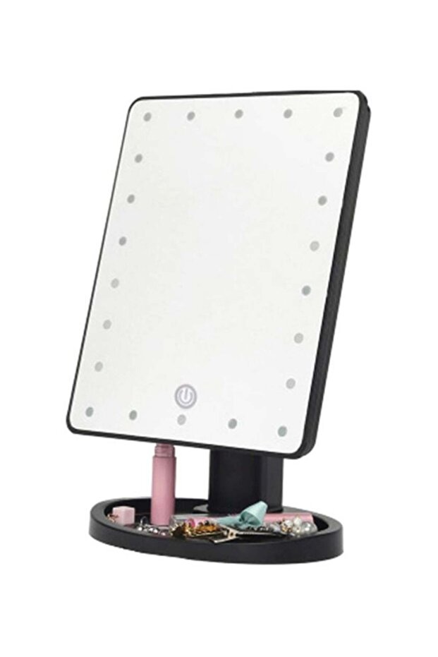 360 Degree Square LED Makeup Mirror Black - 1