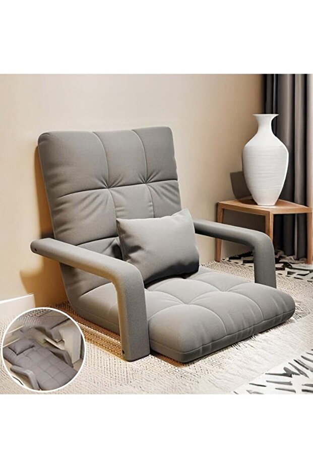 Padded Sofa Chair with Back Support and Armrests, Foldable and Adjustable with 5 Reclining Level - 1