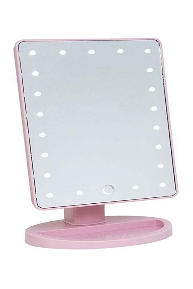 Adjustable LED Touch Screen Makeup Mirror Pink - 1