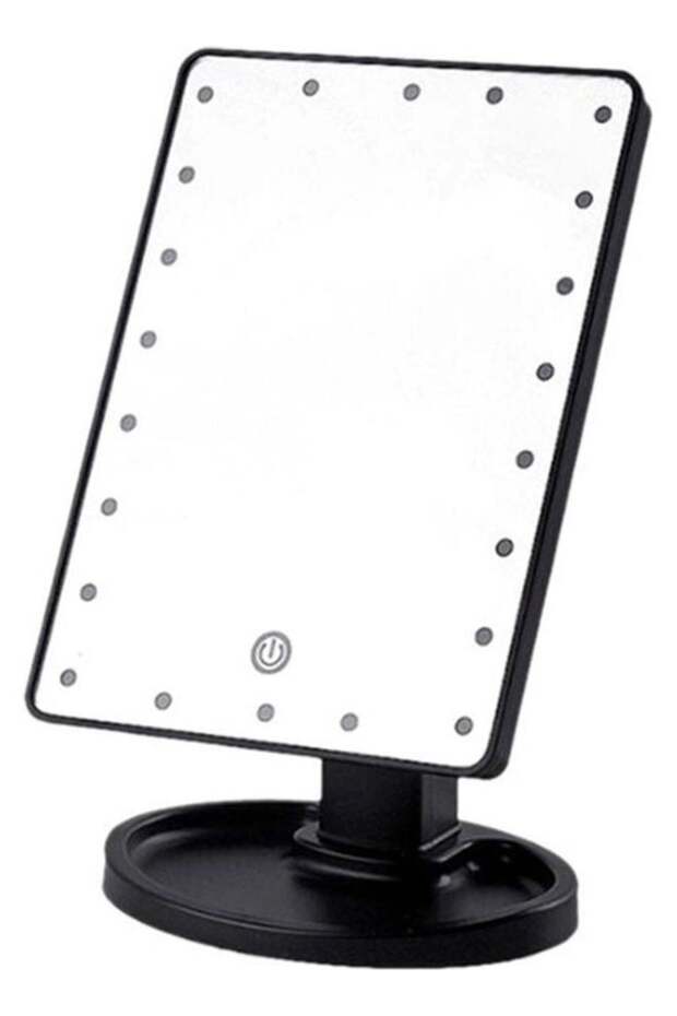مرآة مكياج مع أضواء LED سوداء 27 × 17 سم