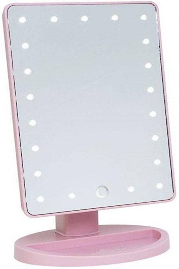 مرآة مكياج هوليوود مزودة بإضاءة LED (وردي)