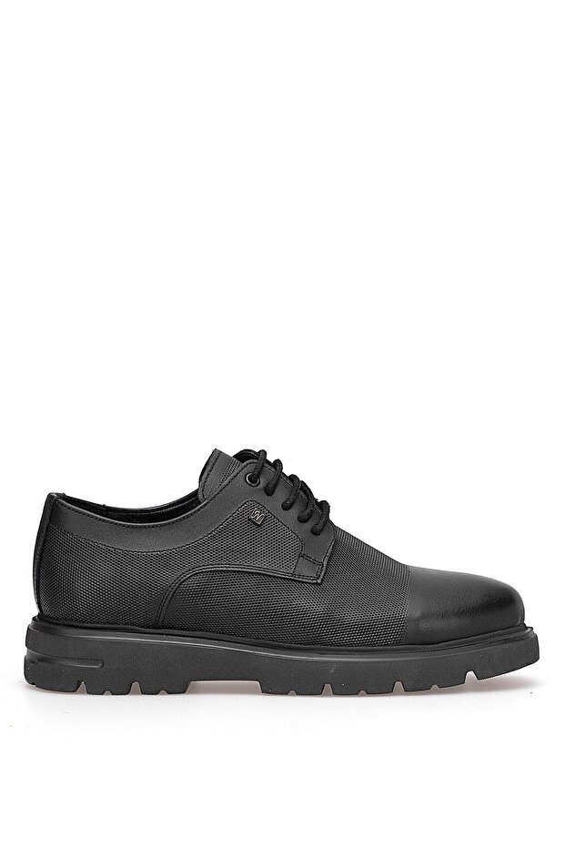 Elit 25Knbl4041 Men's Genuine Leather Casual Shoes Black