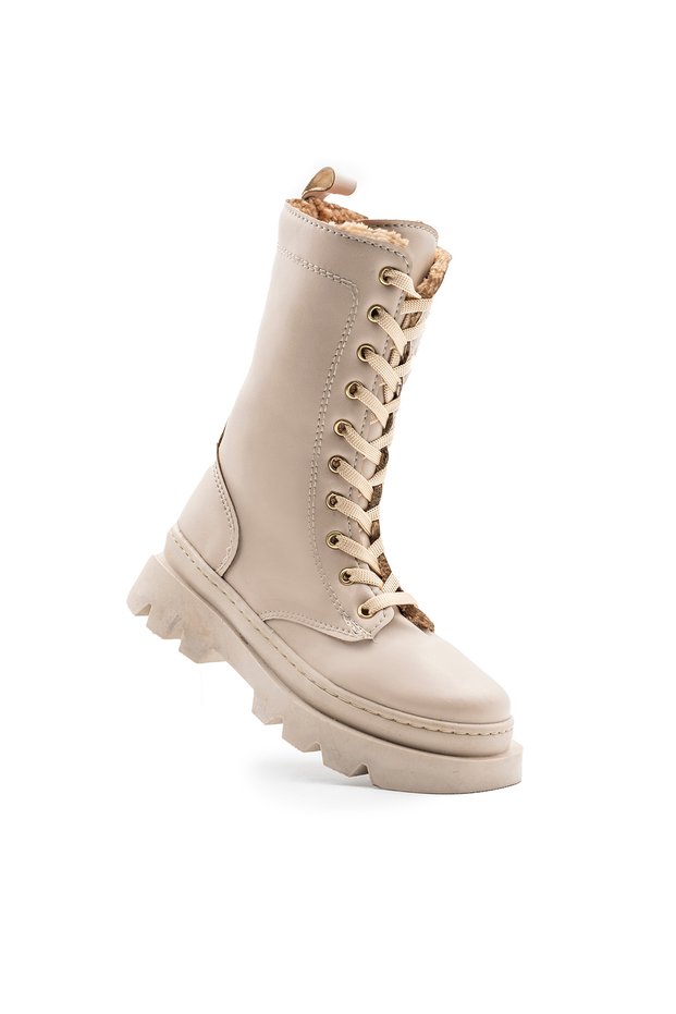 Girl's Water Resistant Lace-up Zippered Winter Furry Inner Lined Boots FK3376