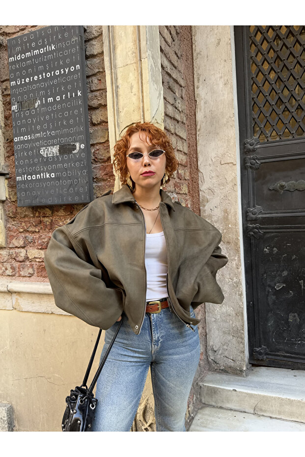 جاكيت بومبر من جلد الغزال الفاخر - 3