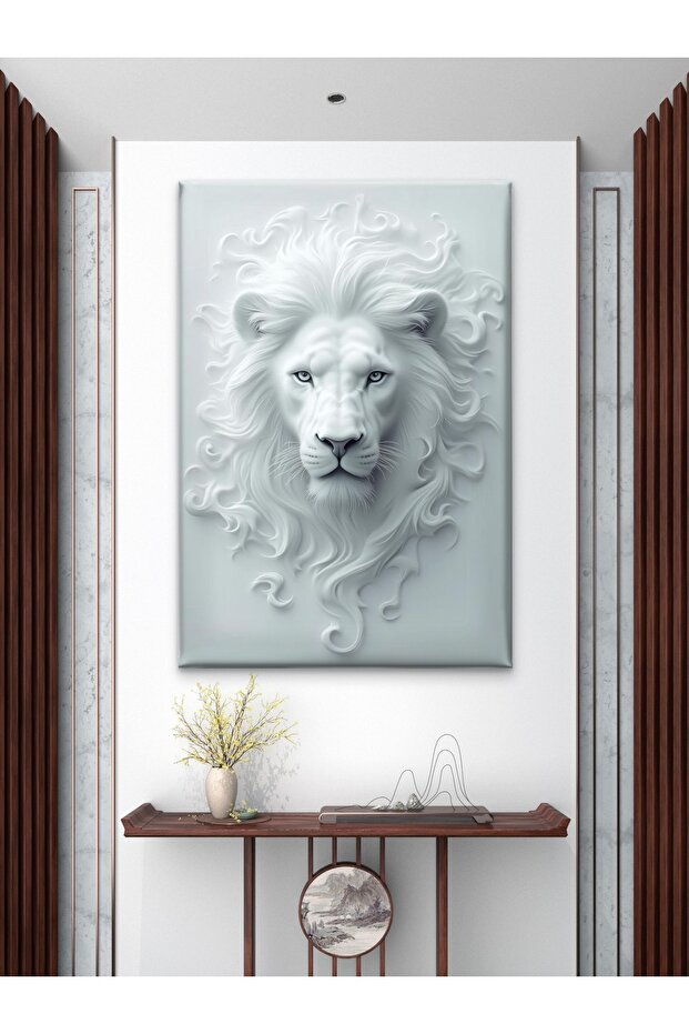 BEYAZ ASLAN BASKI KANVAS TABLO - 3