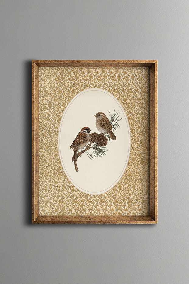 Sparrows - Vintage Patterned Frame