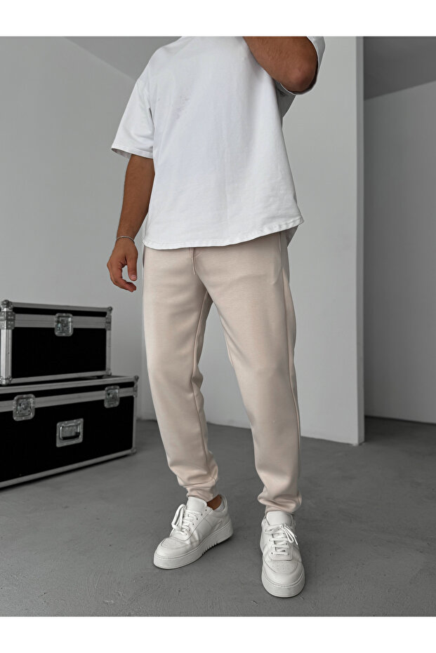 Bej Lastikli Rahat Basic Eşofman YP-4007 - 1