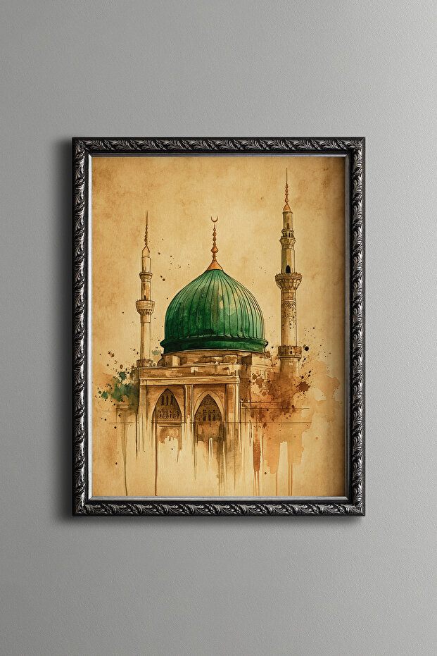 مسجد نبوي - إطار منقوش بتصميم عتيق