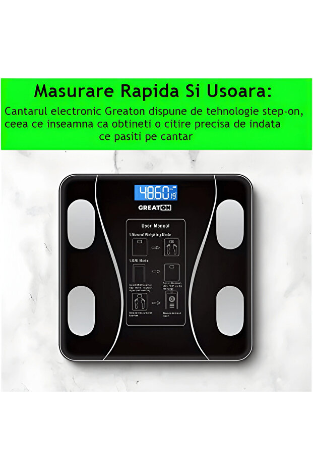 Smart Body Scale With Phone App, Tempered Glass, Elegant Design, Smart, LCD - 2