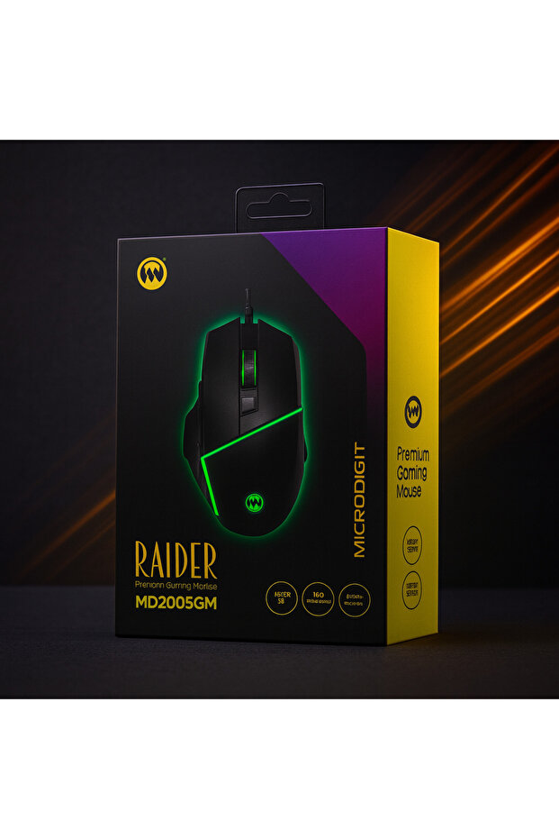 ماوس ألعاب مايكرو ديجيت رايدر RGB سلكي بإضاءة LED وتصميم مريح – Raider Gaming Mouse