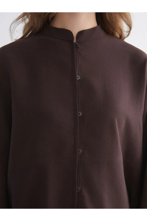 LCW Modest Kahverengi Oversize Kadın Gömlek Tunik - 2