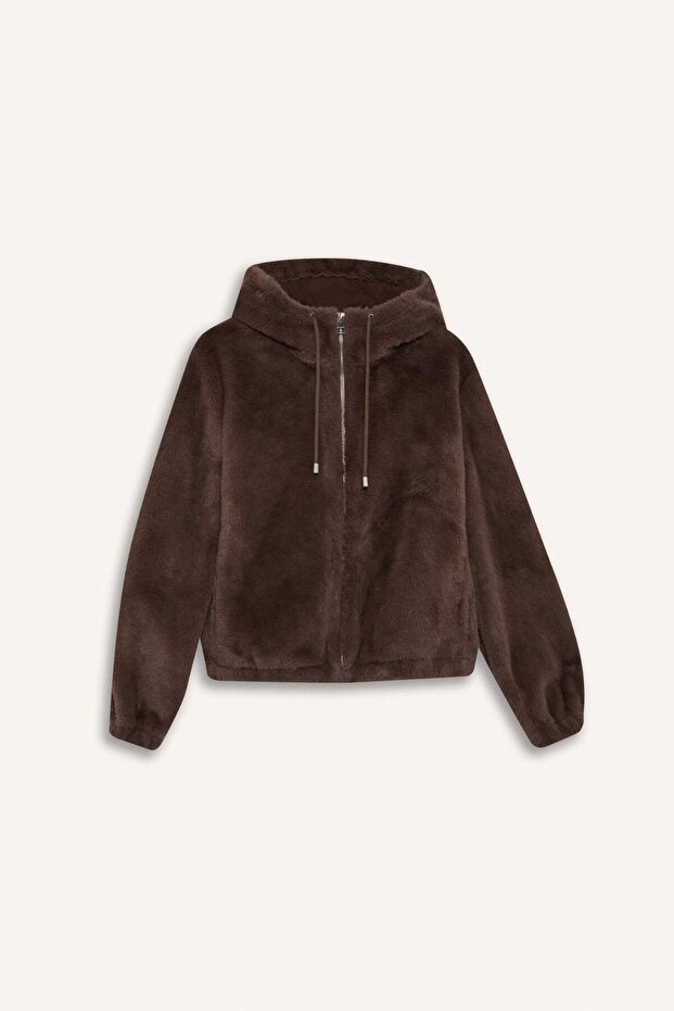 Regular Fit Polar Astarlı Kapüşonlu Fermuarlı Suni Kürk F2148AX25WN - 8