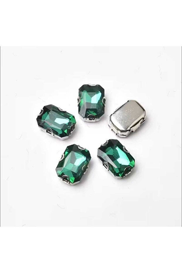 5 قطع 18×25 (2.5 سم) حجر زجاجي مستطيل الشكل أخضر اللون 18×25