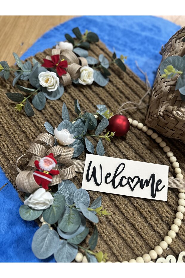 • “Marrone 4’lü Kapı & Ev Dekor Seti – Paspas, Kapı Çelengi, Sepet, Priz Çerçevesi” - 2