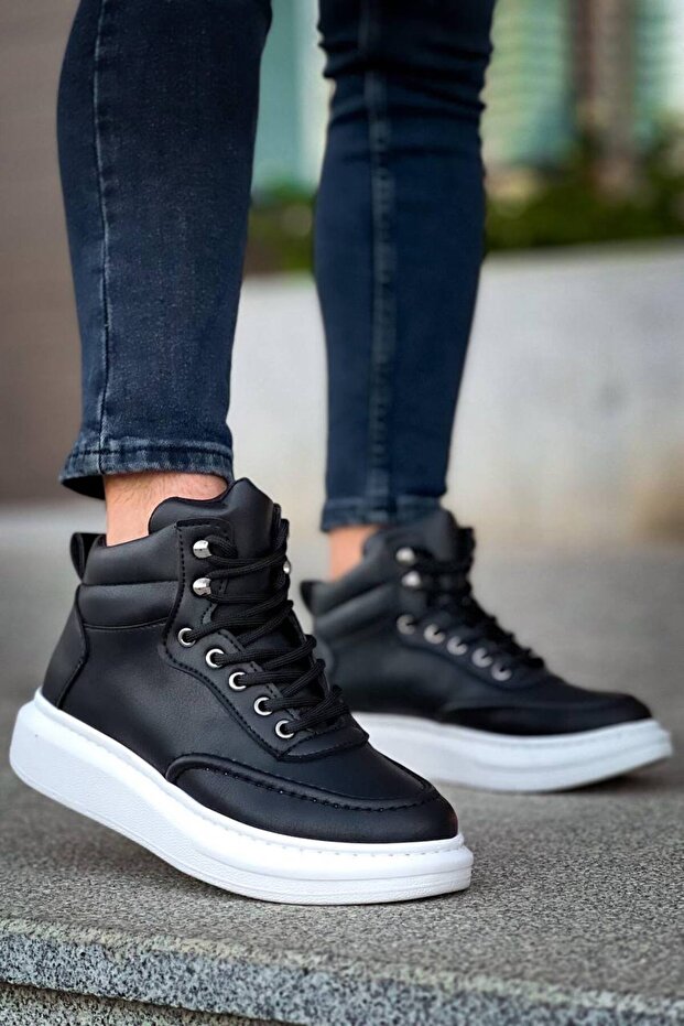 Kb0994 Men's Sports Casual Lace-Up Leather Boots Cbt - Black