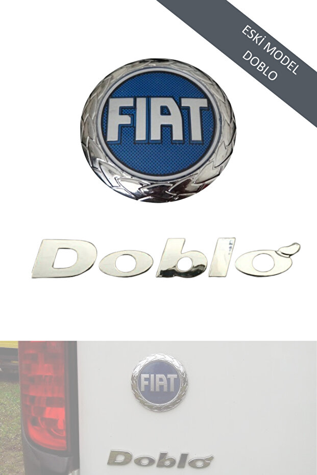 Rear Trunk Lettering and Emblem Kit Compatible with Old Models of Fiat Doblo 1