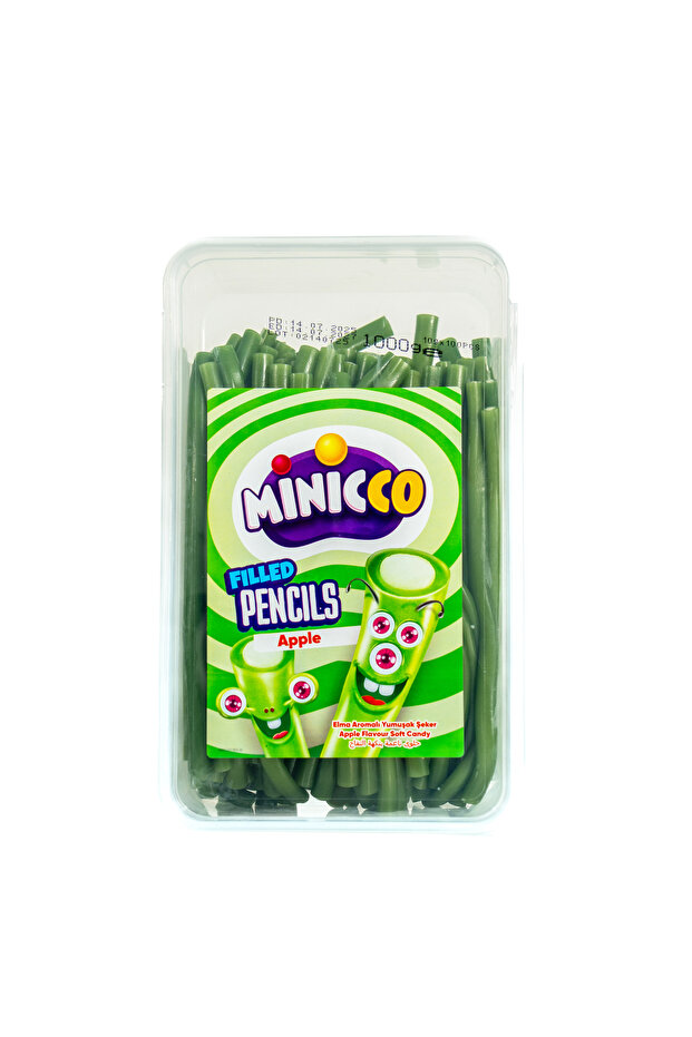 MINICCO Filled Pencils – Apple Flavour Soft Candy (1000g Box)
