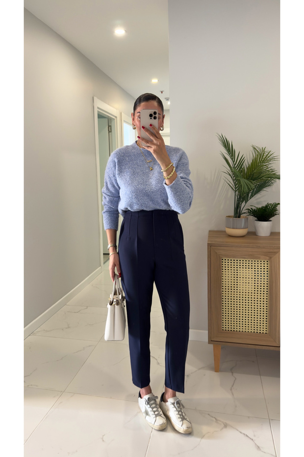 ZR Lora Lacivert Flatolu Pantolon - 1