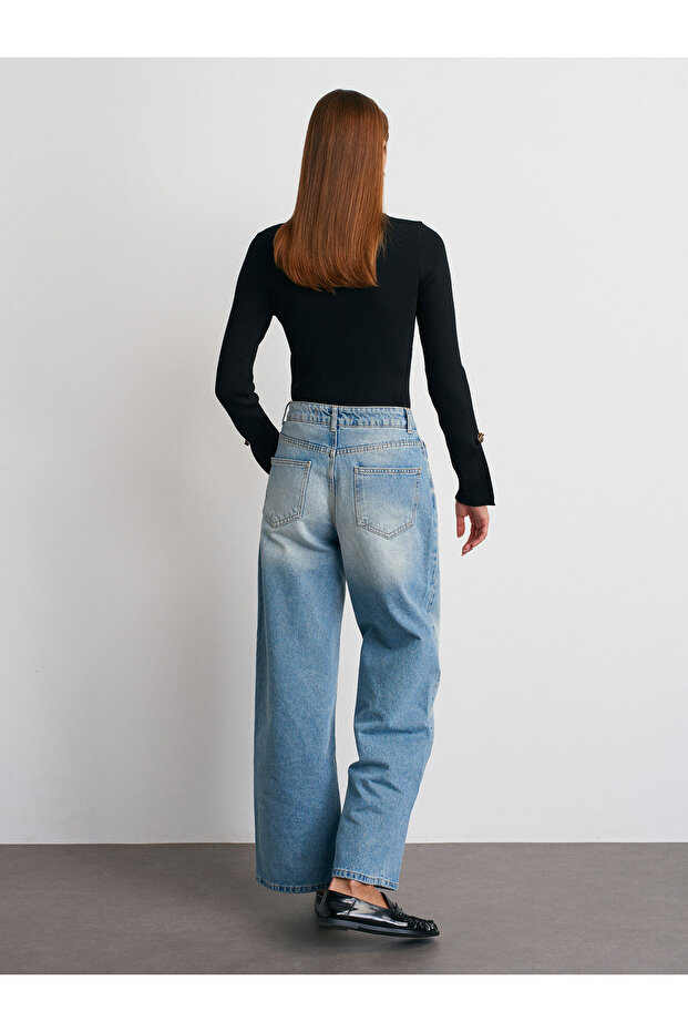 72056 Kar Yıkama Boyfriend Pantolon-Tint - 2