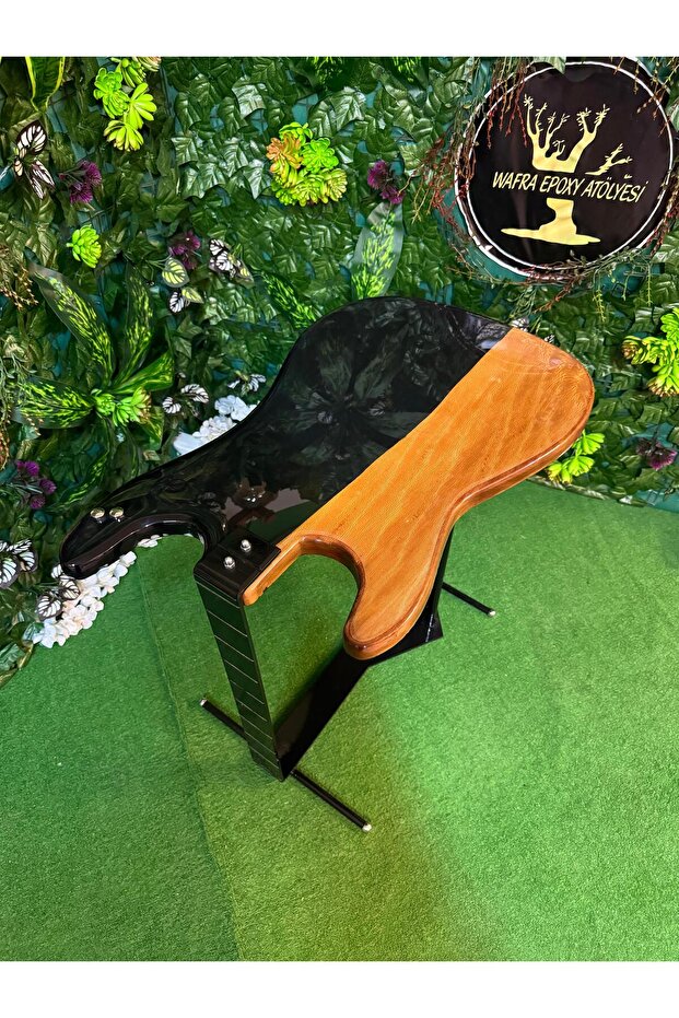 Canlı Kenarlı Çınar Ağacı Epoksi Sehpa: Rustik Ahşap Vurgu Masası - 2