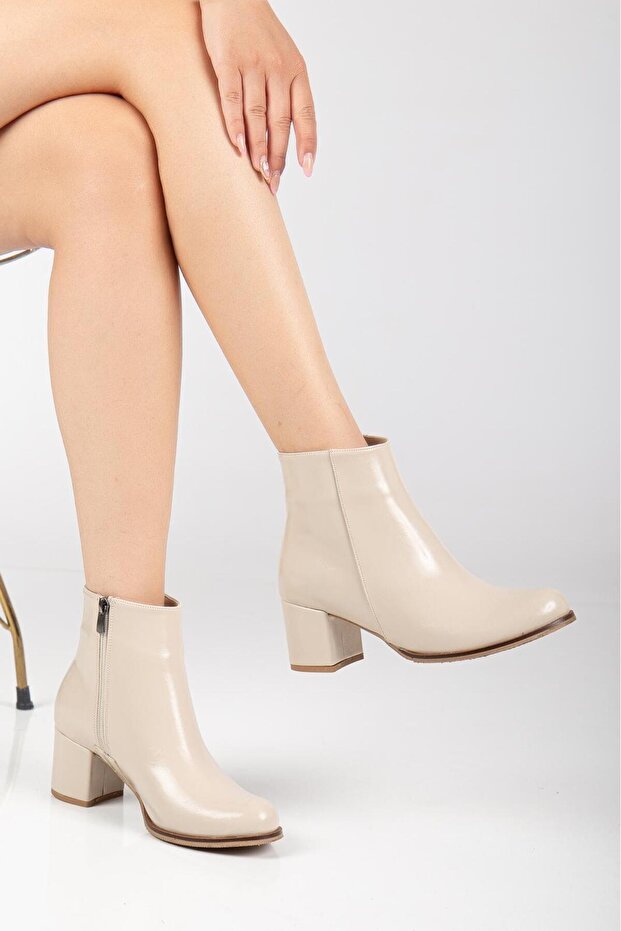 Kadın Ten Topuklu Sade Bot & Bootie B001 - 2