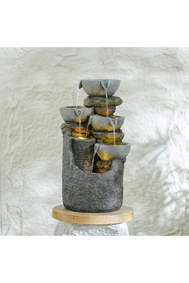 Compact Mingle Mist Water Fountain | Relaxing Tabletop Waterfall for Indoor & Outdoor - 33x35x63cm