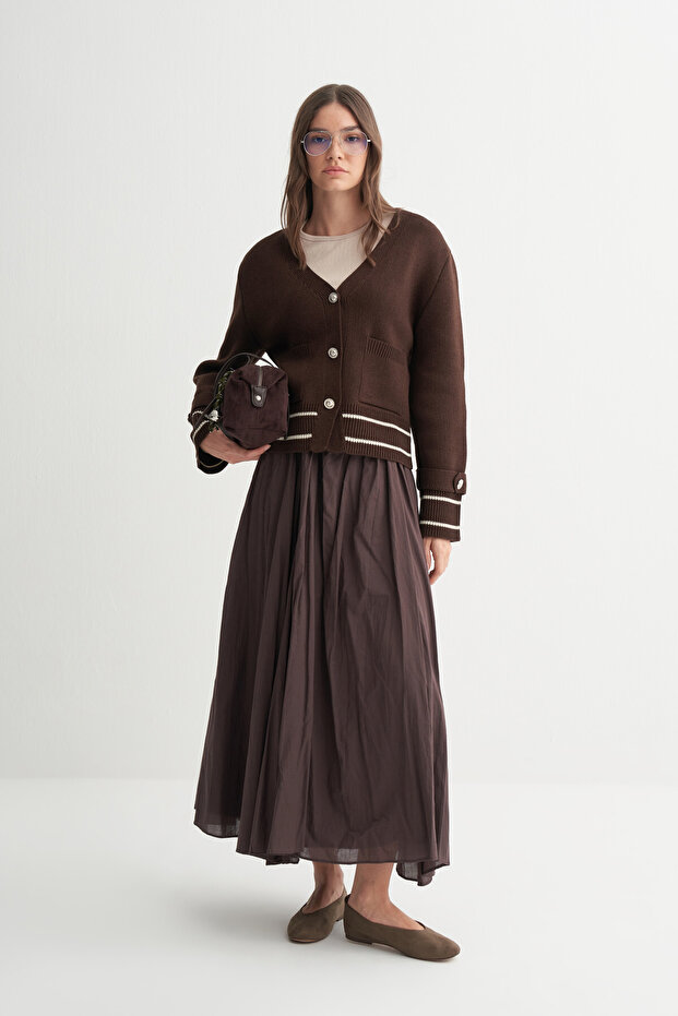 Striped Cardigan with Epaulet Detail