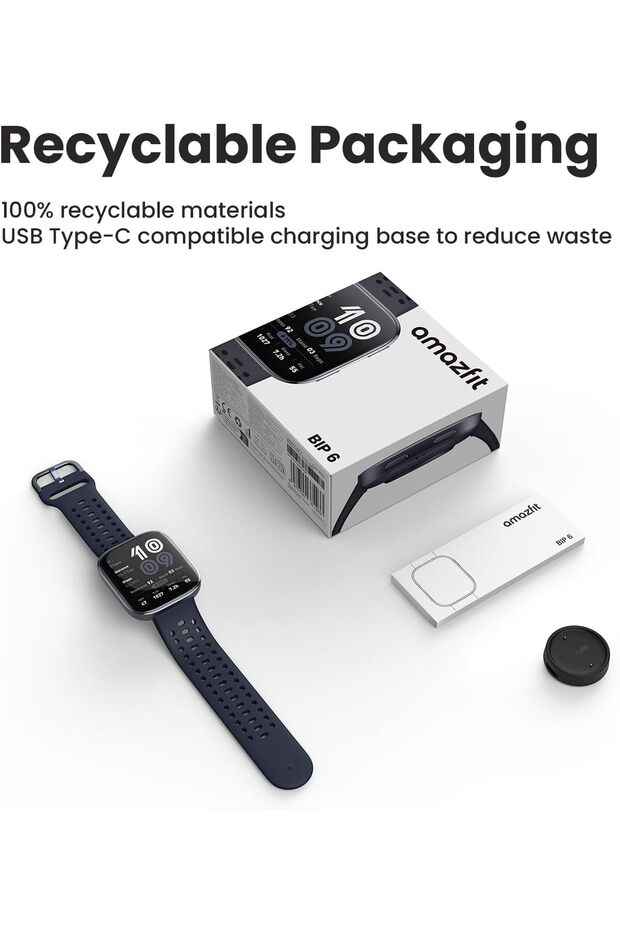 Bip 6 Smart Watch 46mm, 14 Day Battery, 1.97" AMOLED Display, GPS & Free Maps, Bluetooth Charcoal - 6