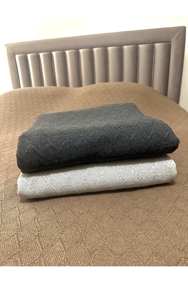 Double Size Diamond Pattern Knitted Pique Set (Multi-Purpose Blanket) Oversized Size - 5