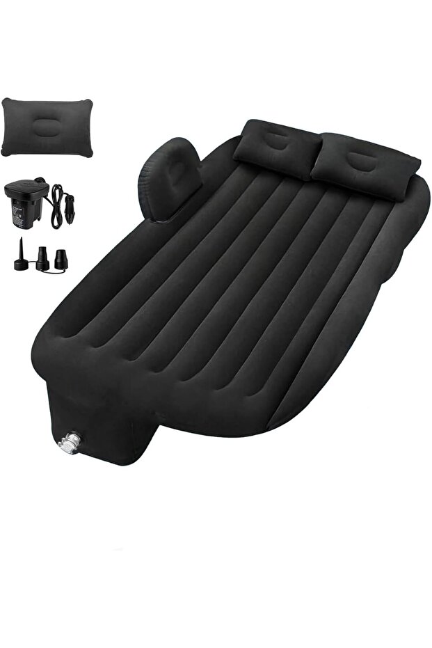AUTO FAMILY Premium Inflatable Car Air Mattress with Back Seat Support & Pump Black