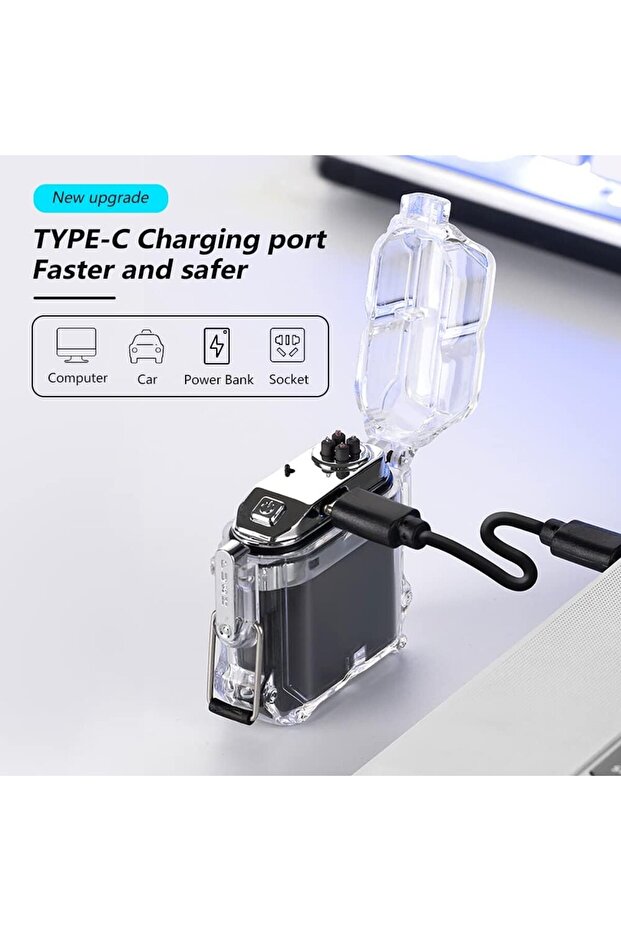 Camping Plasma Lighter Rechargeable USB Windproof Arc Lighter with Ignition Count Display - 5