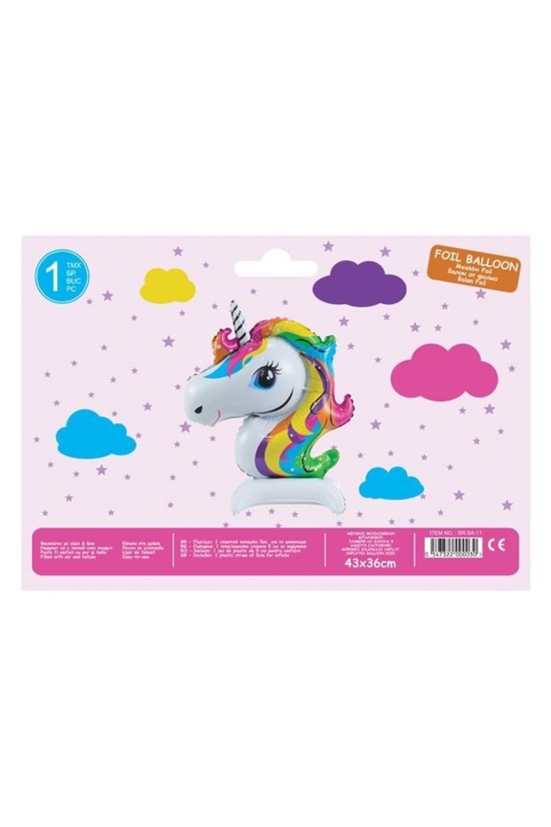 Metallic Balloon in 3D Unicorn Shape with Base, 36x43cm - 2