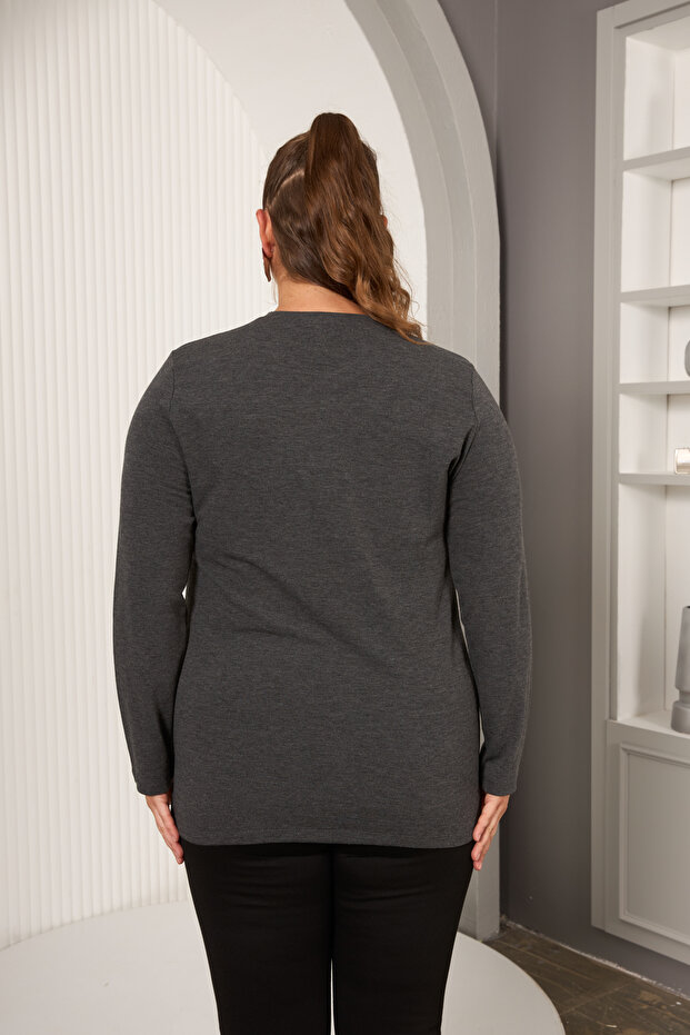 Plus Size Geometric Stone Blouse - 4