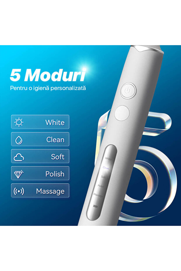 Electric Rotating Toothbrush, 8000 Pulsations/Min, 5 Cleaning Modes, 8 Heads, Smart Timer, IP - 4