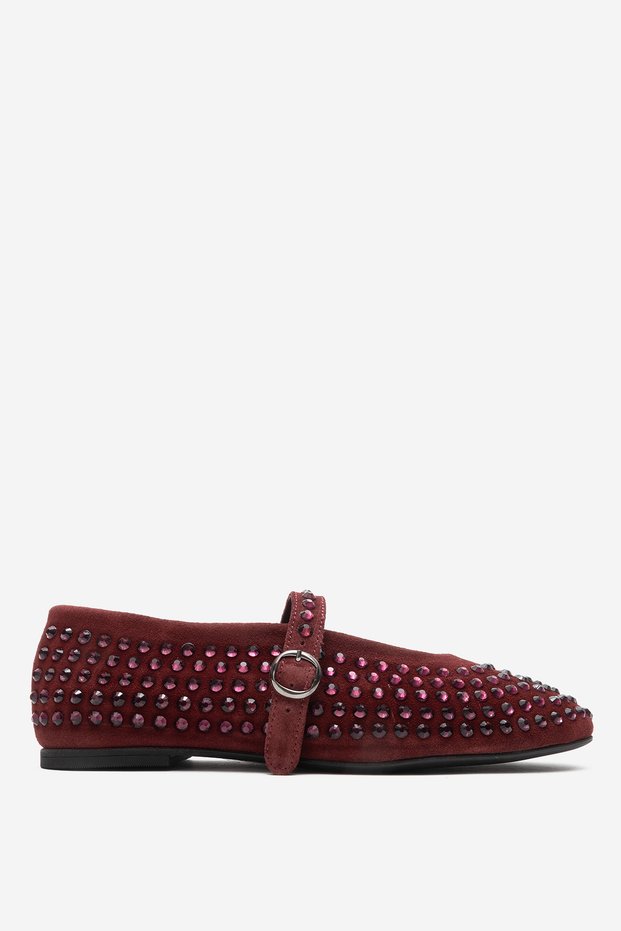 Women's Single Strap Stone Babet Real Leather Rg 8032 Bordo
