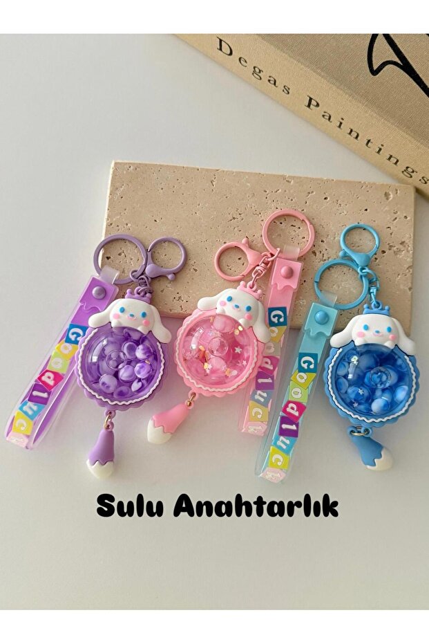 3-Piece Pretty Watercolor Character Keychain and Bag Ornament