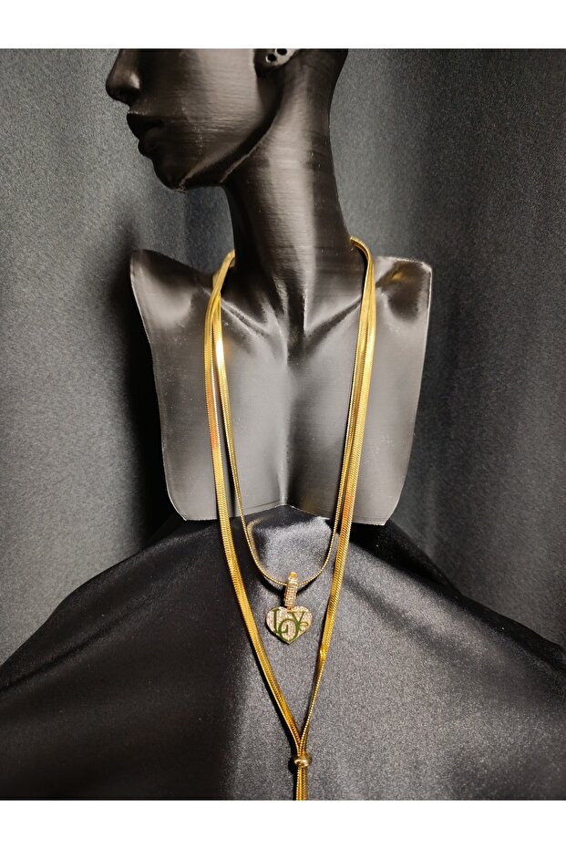 14K ÇELİK ÇİFTLİ Y KOLYE - 1