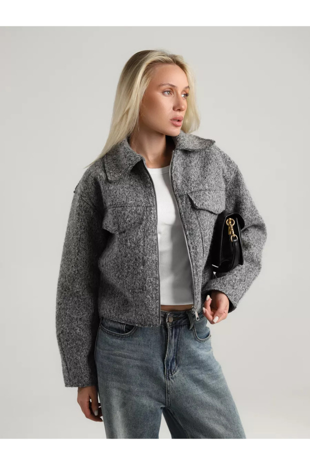 kadın kısa crop ceket - 1