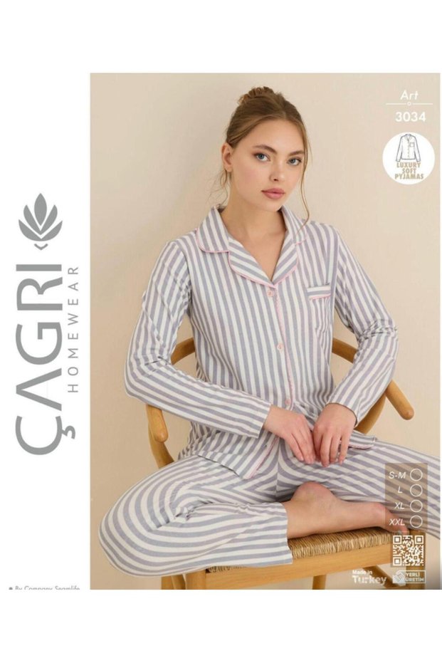 Call Women's Winter Suede Long Sleeve Button Front Pajama Set