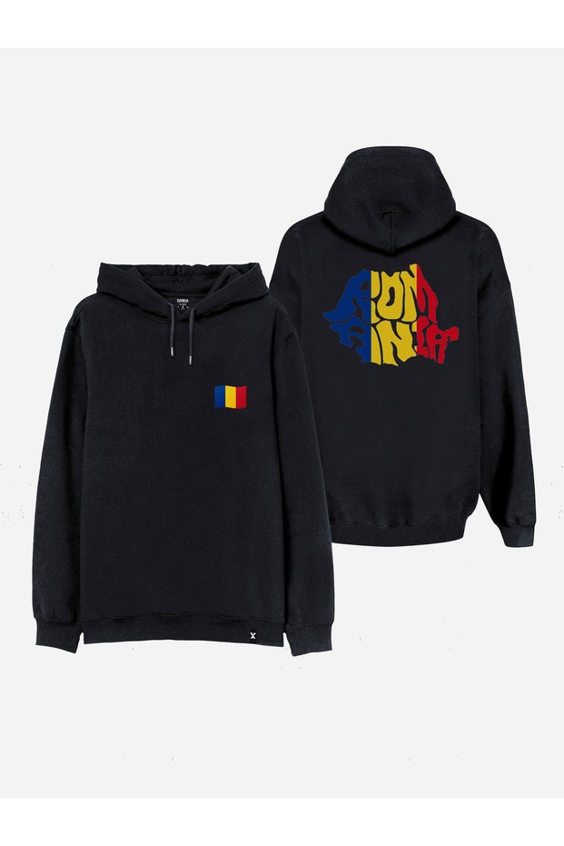 Romania Romanian Flag Printed Black Hooded Hoodie Sweatshirt Hoodie
